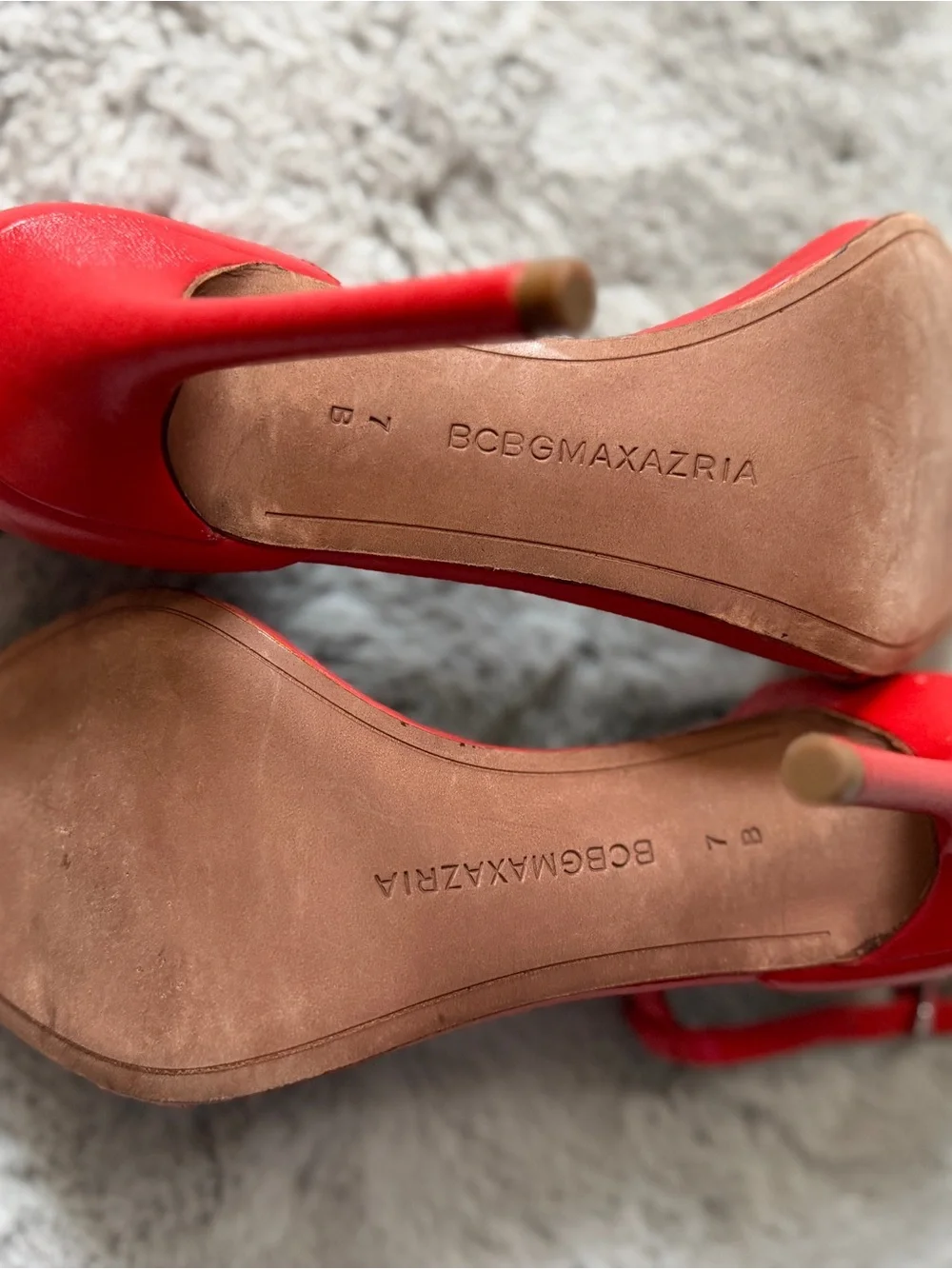 BCBGMaxAzria Red T-Strap Stiletto Sandals 7